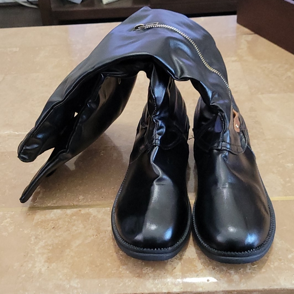 Black Boots w/ gold zipper & silver studs on heels